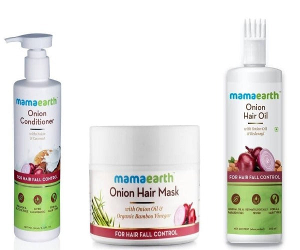 Picture of Mamaearth Onion Conditioner + Hair Mask + Hair Oil For Hair Fall Control Combo Pack