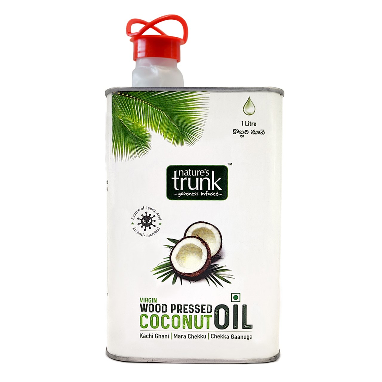 Show details for Nature's Trunk Woodpressed Coconut Oil ( Kachi Ghani / Chekku / Ganuga ) 1 Litre Picture of Nature's Trunk Woodpressed Coconut Oil ( Kachi Ghani / Chekku / Ganuga ) 1 Litre