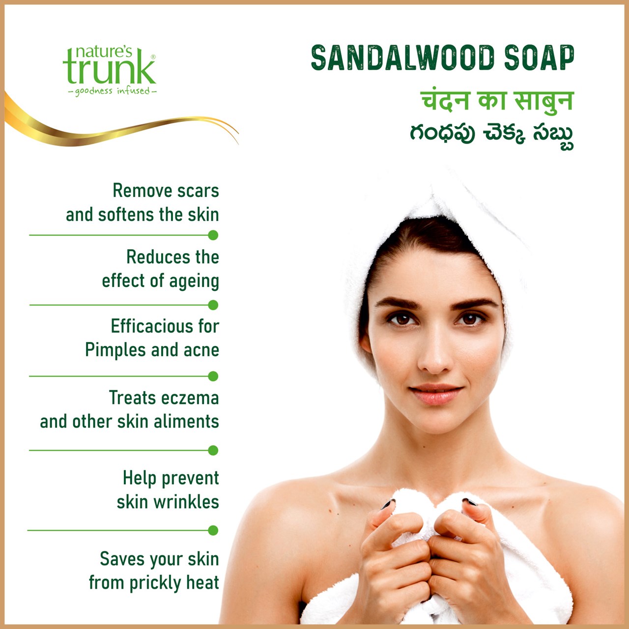 Picture of Nature's Trunk Handmade Sandalwood Soap ( Chandan ka Sabun / Gandhapu Chekka Sabbu ) 95 g