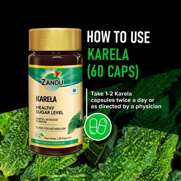 Picture of Zandu Karela Pure Herbs Capsules - 60 cap