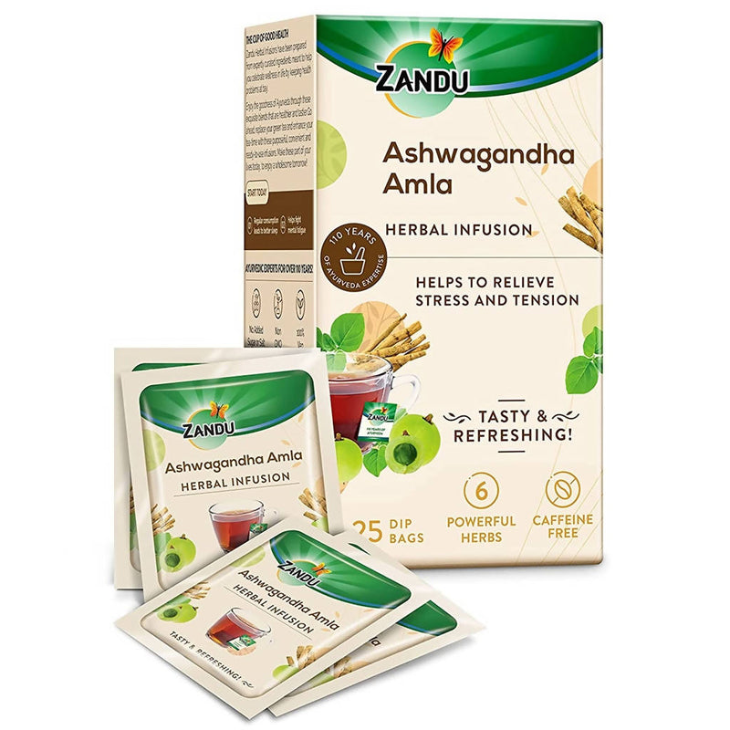 Picture of Zandu Ashwagandha Amla Herbal Infusion Tea - Pack of 1 - 25 Tea Bags