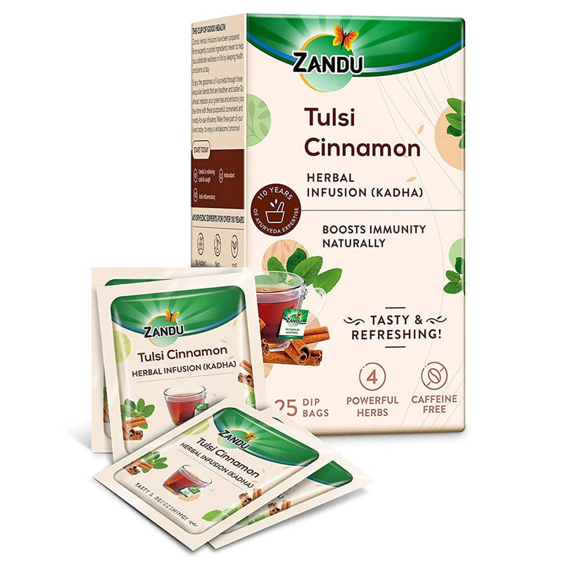 Picture of Zandu Tulsi Cinnamon Ayurvedic Infusion Tea - Pack of 1 - 25 Tea Bags
