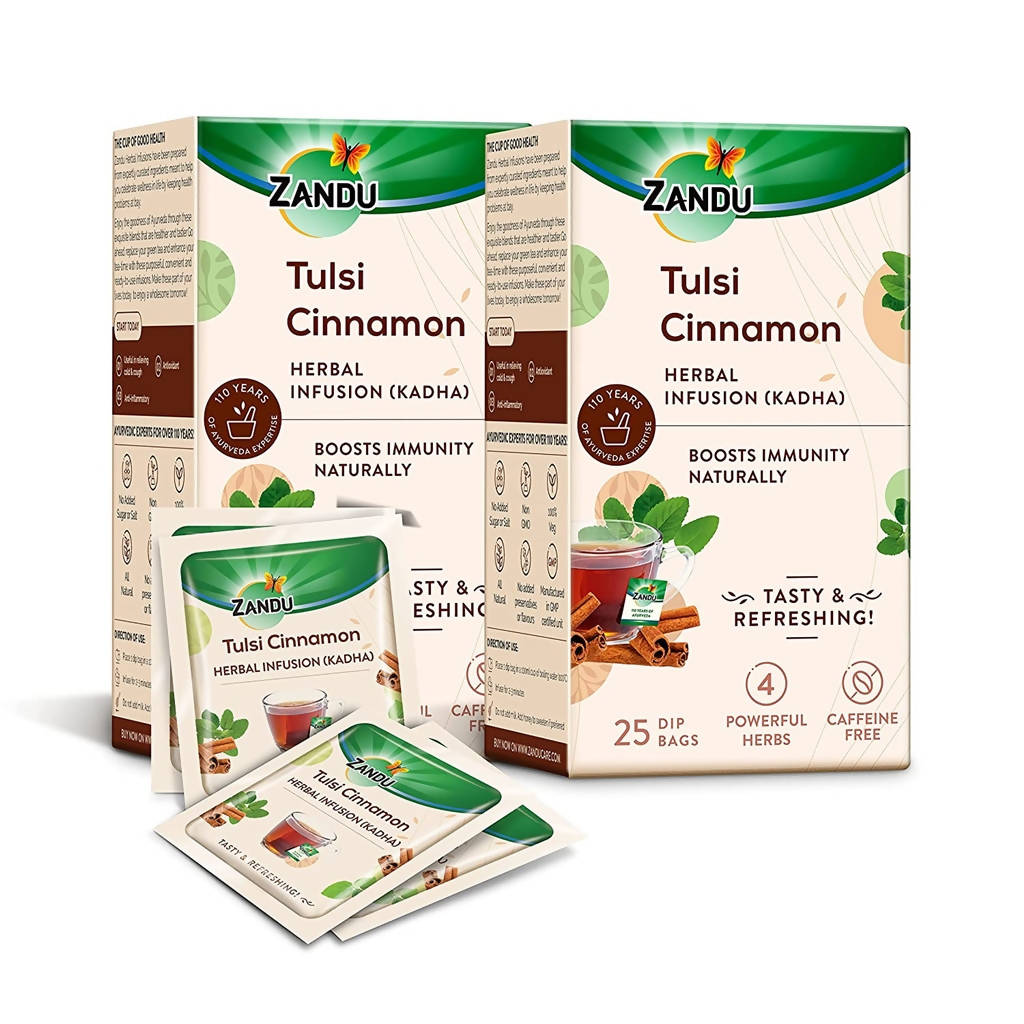 Picture of Zandu Tulsi Cinnamon Ayurvedic Infusion Tea - Pack of 1 - 25 Tea Bags