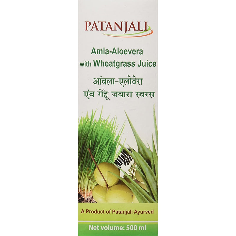 Show details for Patanjali Amla Aloevera with Wheat Grass Juice - 500 ml - Pack of 1 Picture of Patanjali Amla Aloevera with Wheat Grass Juice - 500 ml - Pack of 1