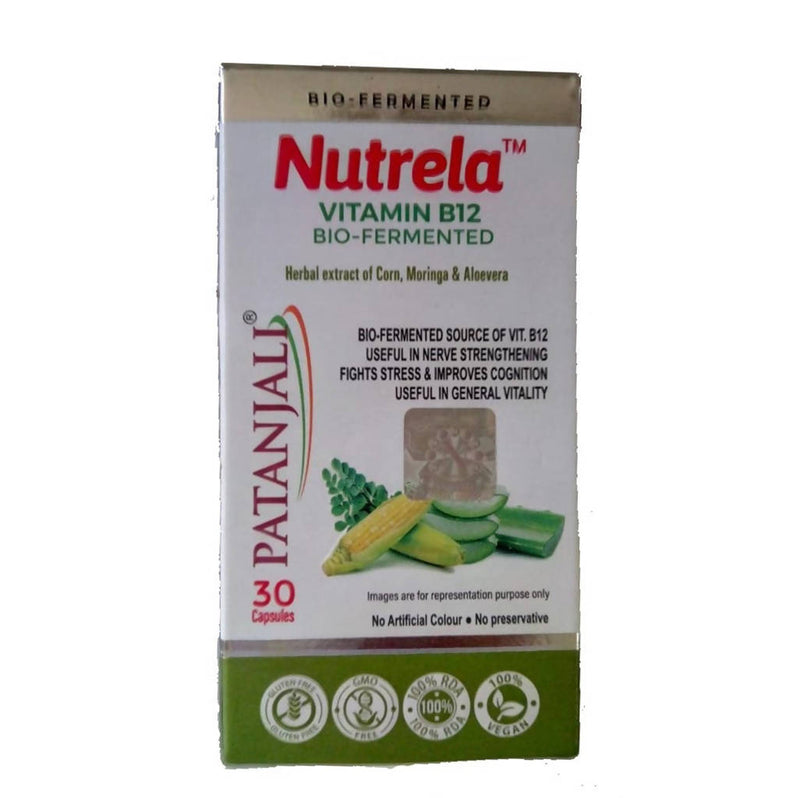 Picture of Patanjali Nutrela Vitamin B12 Bio-Fermented Capsules - 30  Capsules