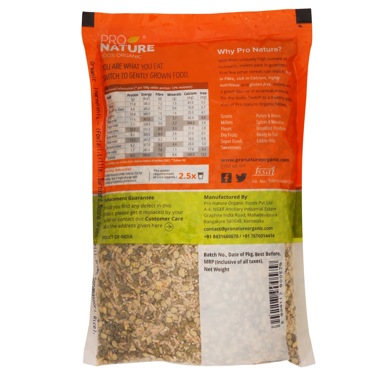 Picture of  Pro Nature 100% Organic Mixed Millet Khichadi (Foxtail, Banryard, Little, Br.SM, MGS) -  500g