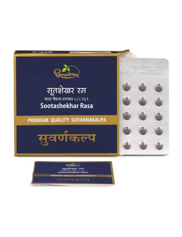 Picture of Dhootapapeshwar Sootashekhar Rasa Premium Quality Suvarnakalpa - 30 Tablets