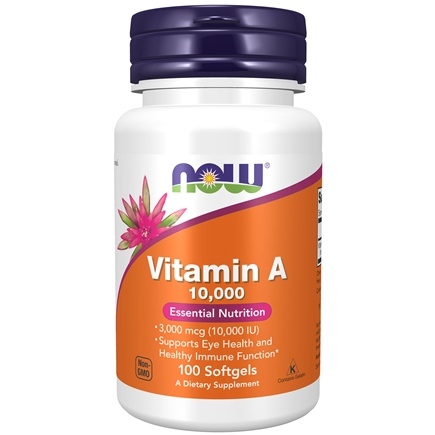 Show details for Now Foods Vitamin A 10,000 IU 100 Softgels Picture of Now Foods Vitamin A 10,000 IU 100 Softgels