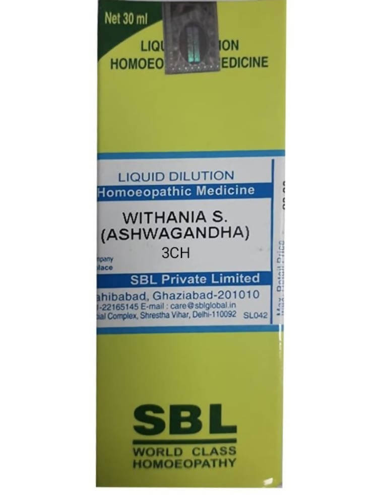 Show details for SBL Homeopathy Withania S (Ashwagandha) Dilution - 30 ml Picture of SBL Homeopathy Withania S (Ashwagandha) Dilution - 30 ml