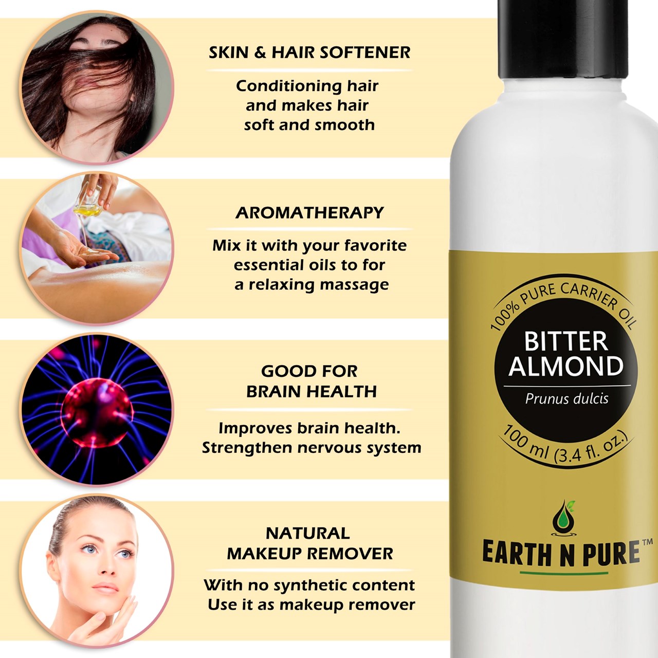 Picture of EARTH N PURE - Bitter Almond Oil – 100 Ml