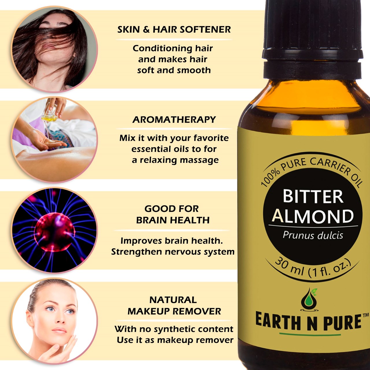 Picture of EARTH N PURE - Bitter Almond Oil – 30 Ml