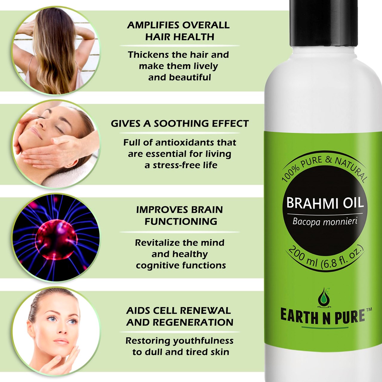 Picture of EARTH N PURE - Brahmi Oil – 200 Ml