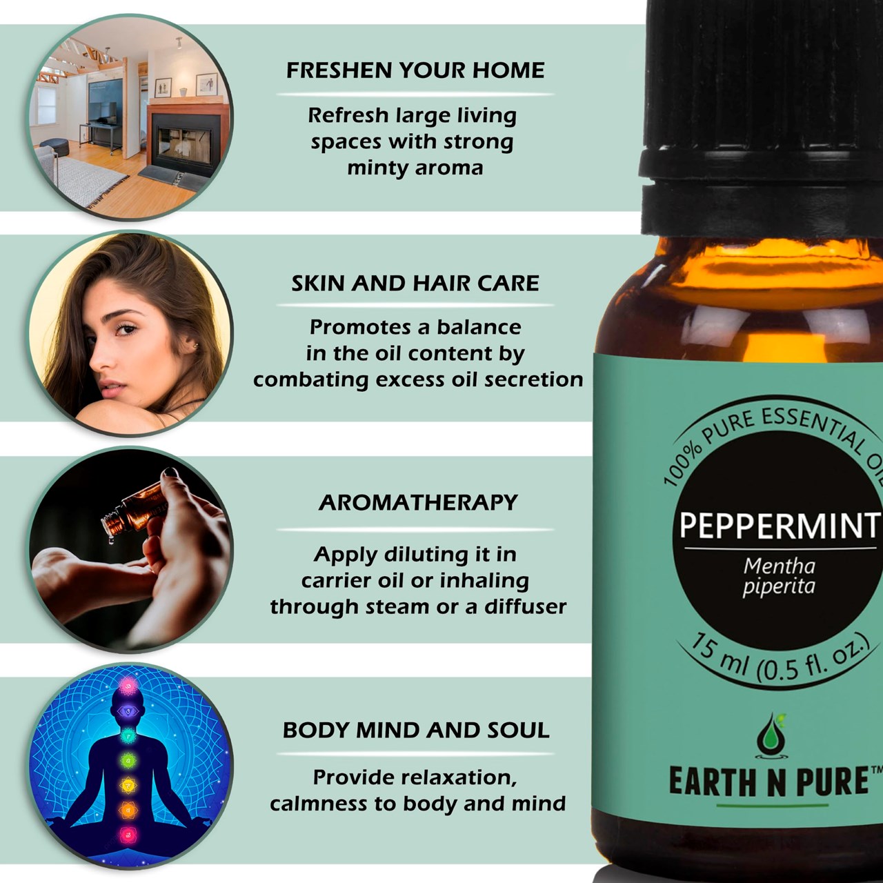 Picture of EARTH N PURE - Peppermint Oil- 15 Ml
