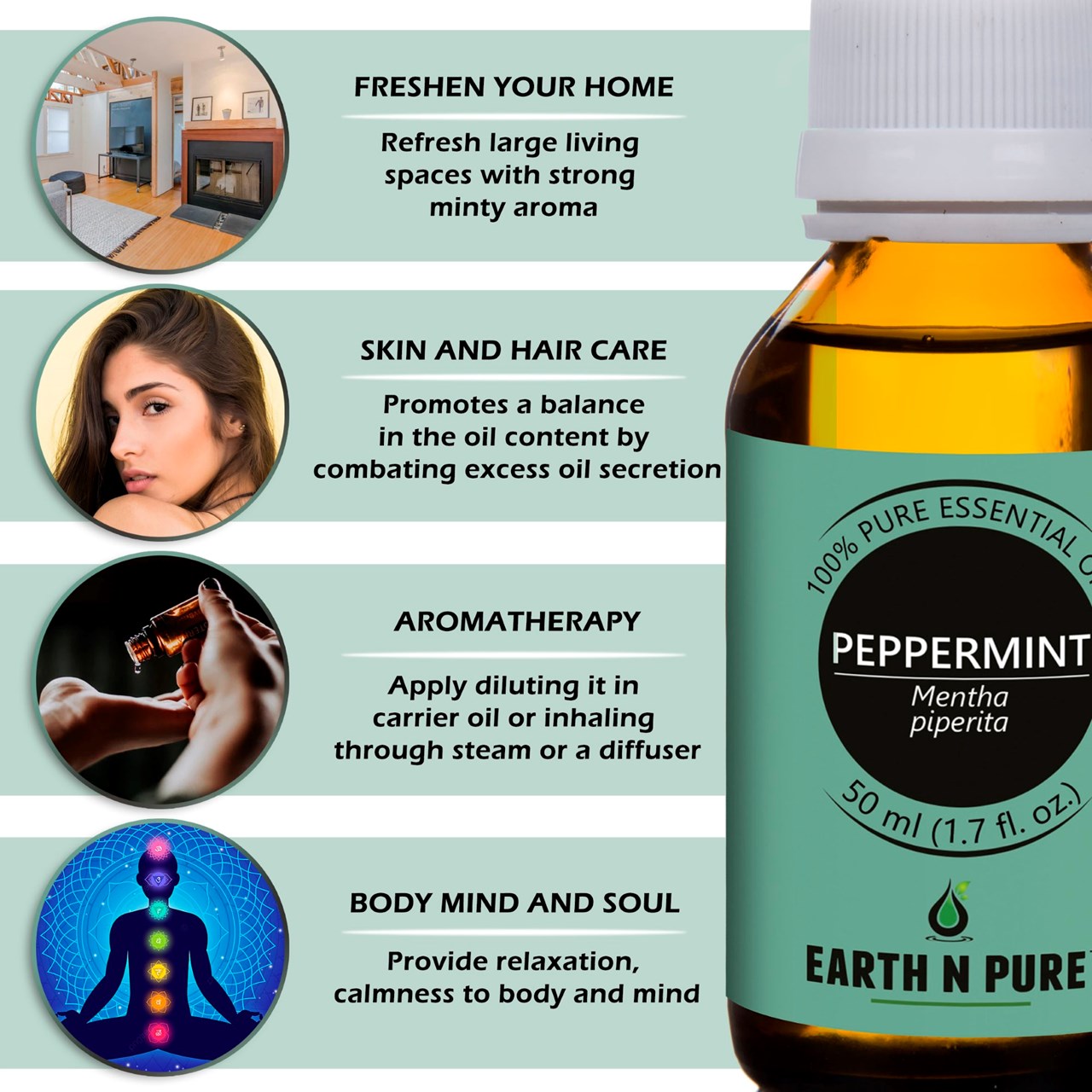 Picture of EARTH N PURE - Peppermint Oil- 50 Ml