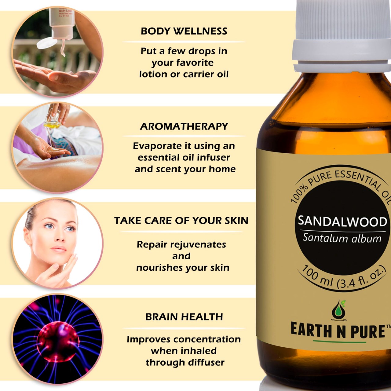 Picture of EARTH N PURE - Sandalwood Oil- 100 Ml