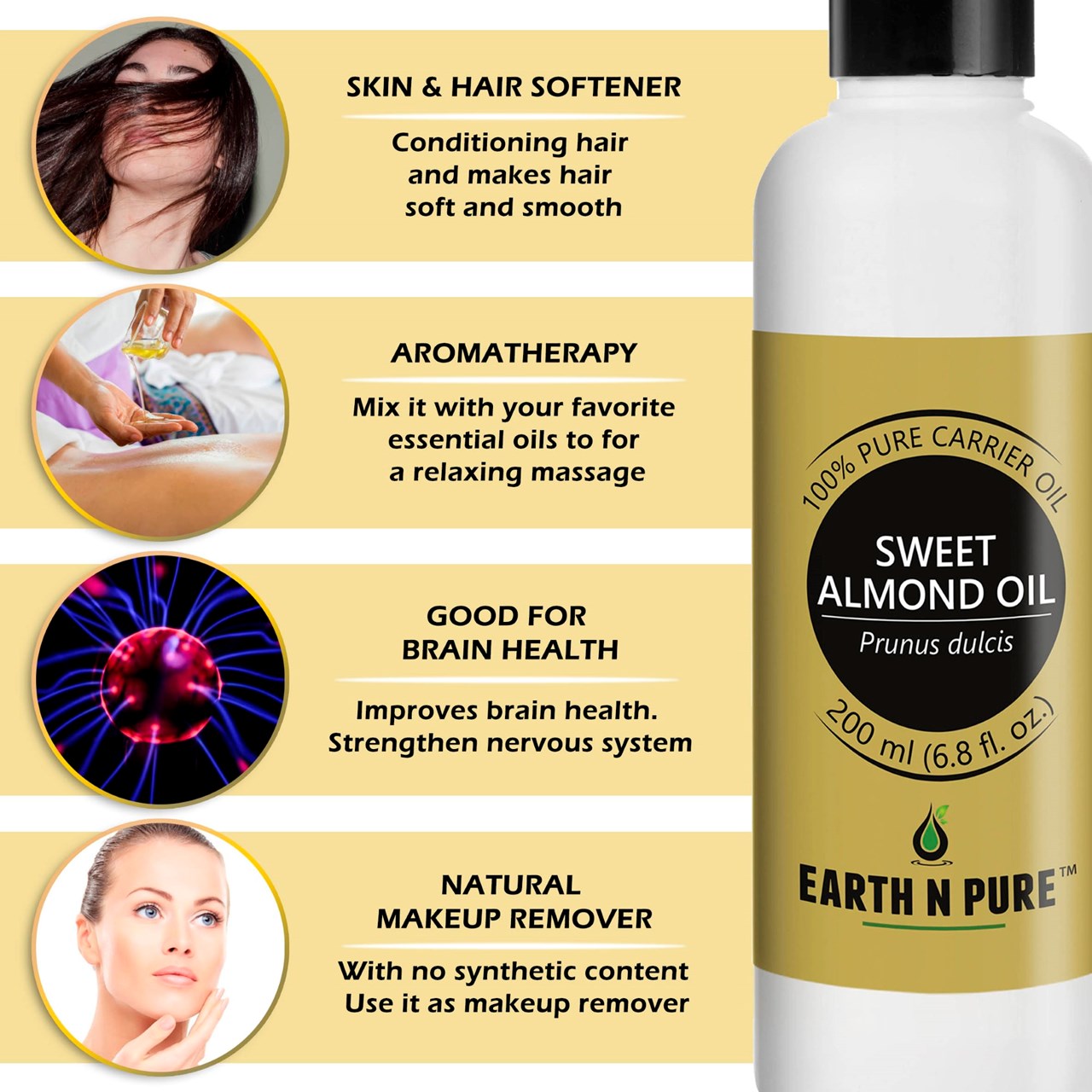 Picture of EARTH N PURE - Sweet Almond Oil – 200 Ml