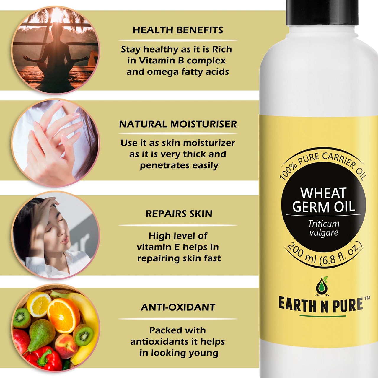 Picture of EARTH N PURE - Wheat Germ Oil – 200 Ml