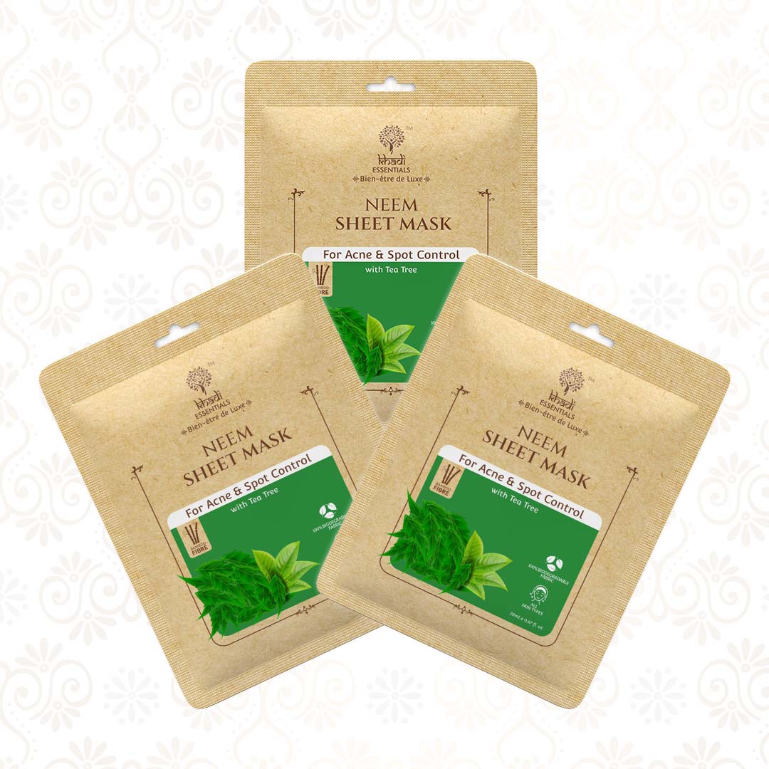 Show details for Khadi Essentials Anti-Acne & Spot Removal Tea Tree & Neem Ayurvedic Serum Sheet Mask (Pack of 3), 3x20ml Picture of Khadi Essentials Anti-Acne & Spot Removal Tea Tree & Neem Ayurvedic Serum Sheet Mask (Pack of 3), 3x20ml