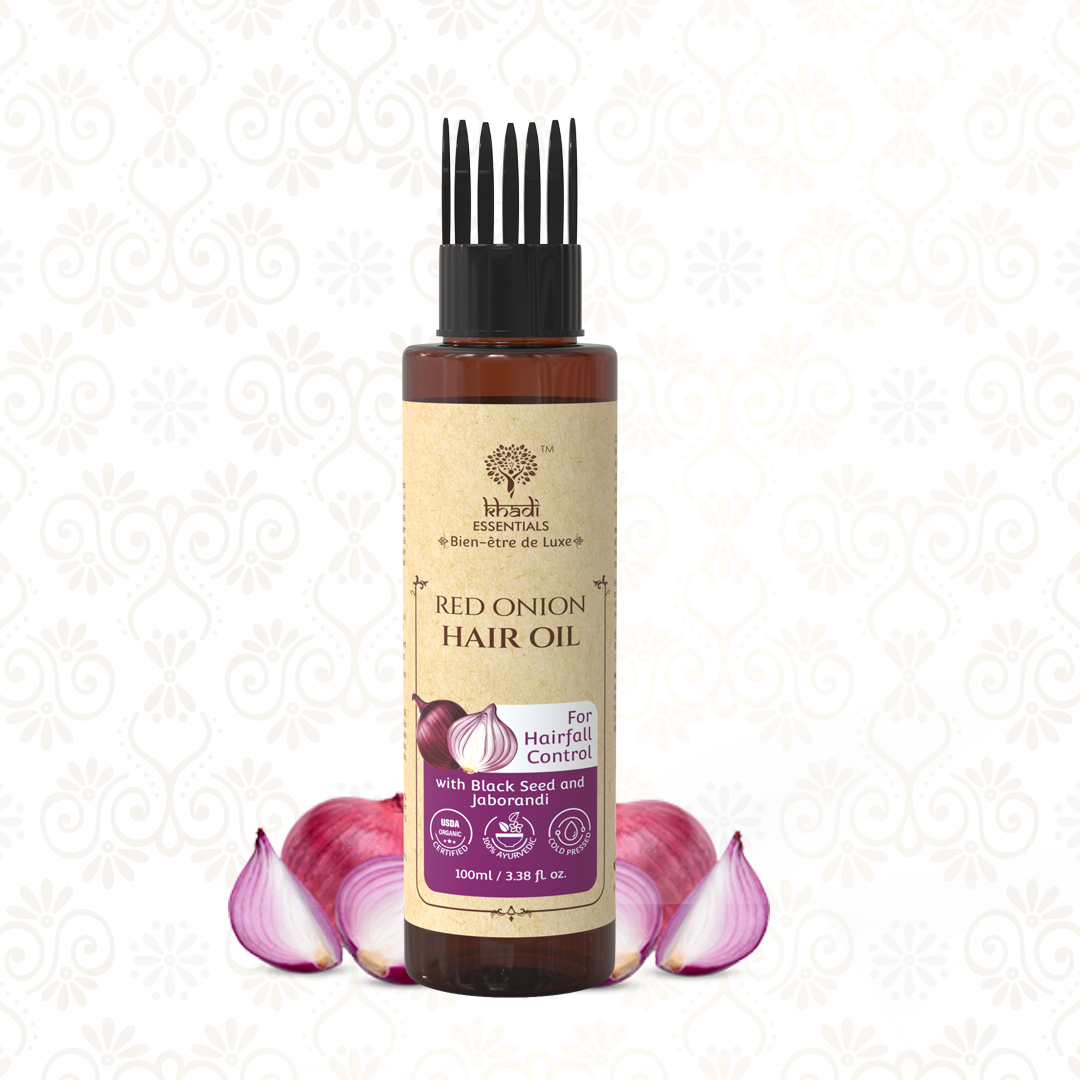 Show details for Khadi Essentials Red Onion & Black Seed Oil Hair Growth Oil - 100 ML Picture of Khadi Essentials Red Onion & Black Seed Oil Hair Growth Oil - 100 ML