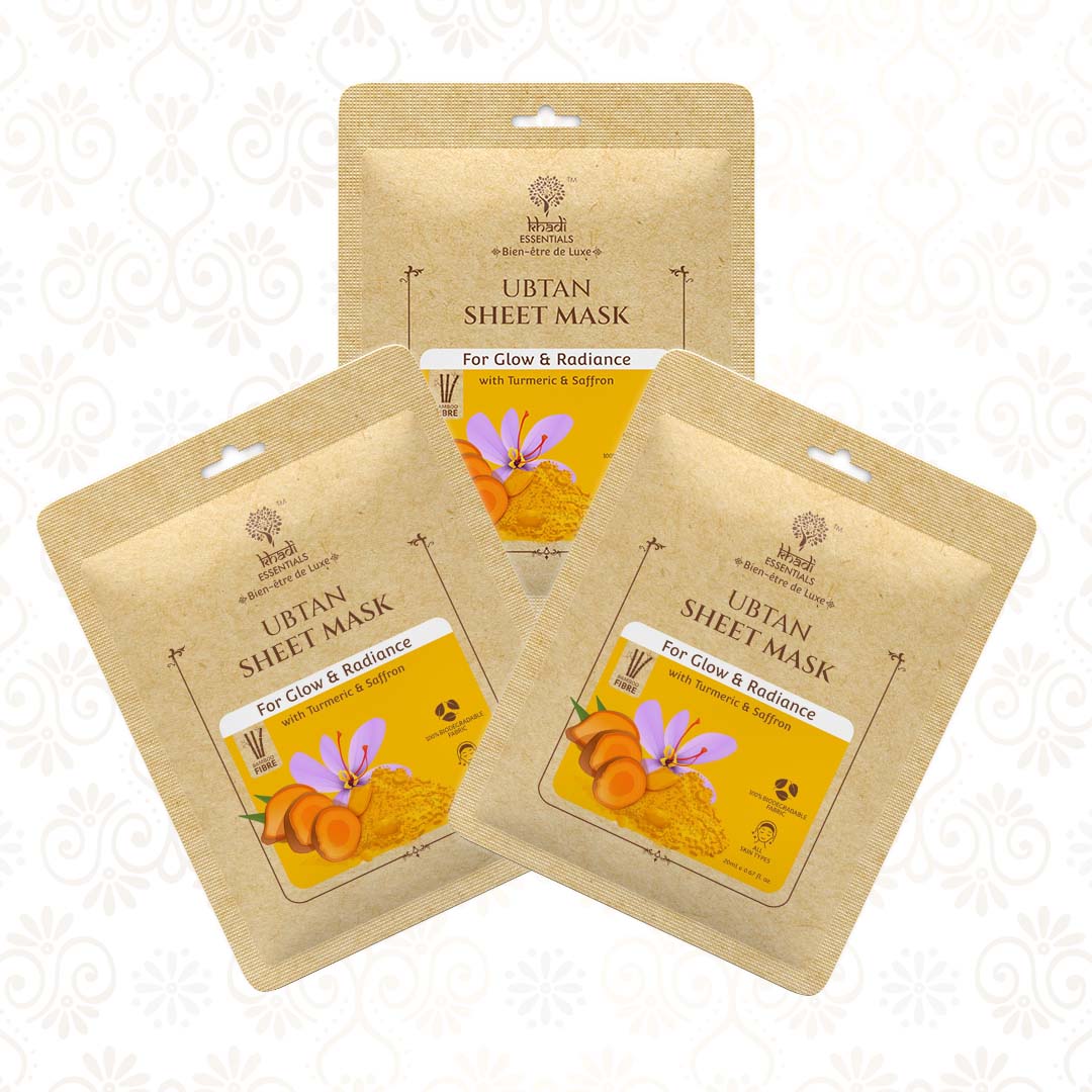 Picture of Khadi Essentials Radiance & Anti-Pigmentation Ubtan Ayurvedic Serum Sheet Mask (Pack Of 3) - 3x20ml