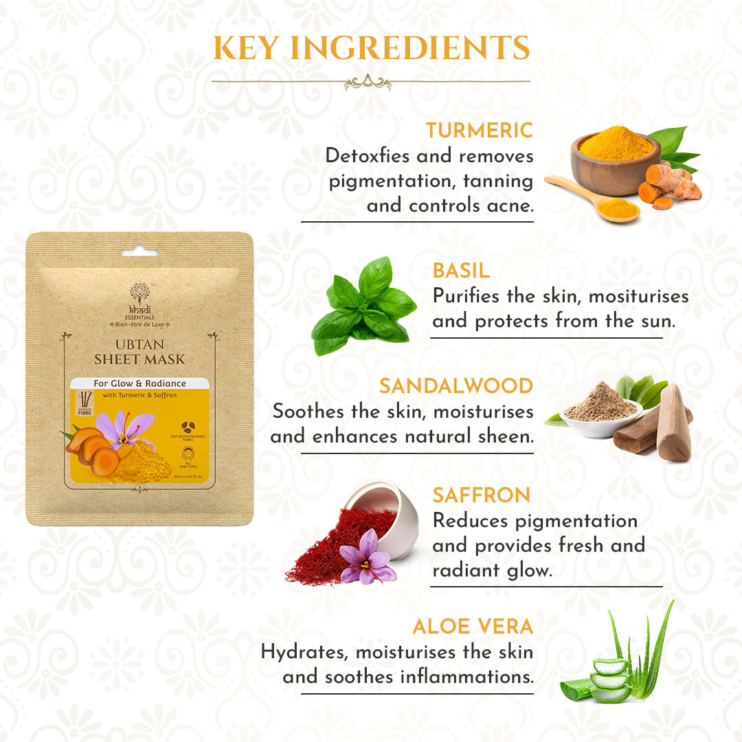 Picture of Khadi Essentials Radiance & Anti-Pigmentation Ubtan Ayurvedic Serum Sheet Mask (Pack Of 3) - 3x20ml
