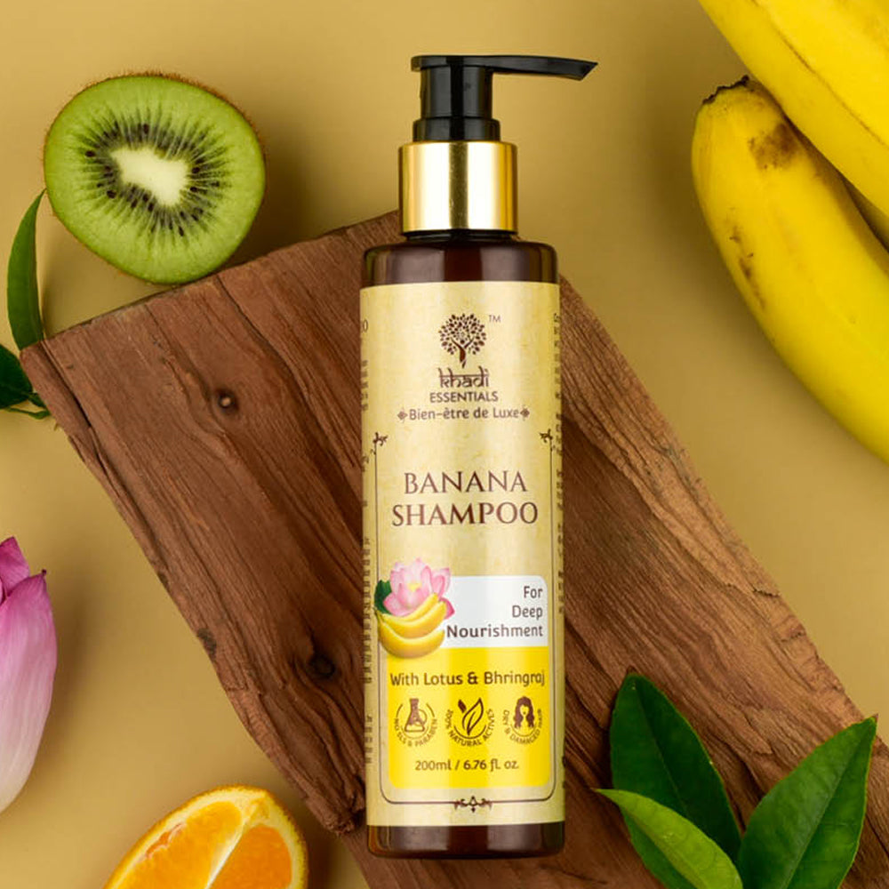 Show details for Khadi Essentials Banana Hair Shampoo or Rinser - 200 ML Picture of Khadi Essentials Banana Hair Shampoo or Rinser - 200 ML