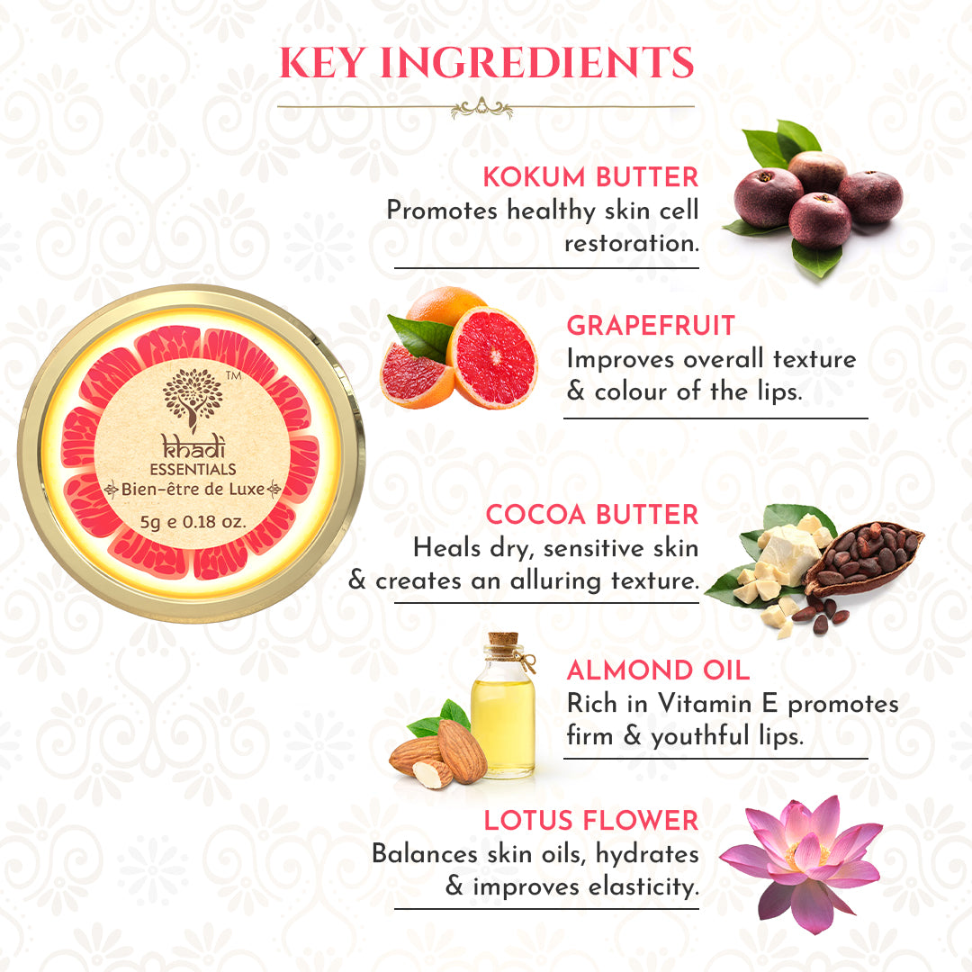 Picture of Khadi Essentials Wine Grapefruit Lip Butter - 5gm
, 5g