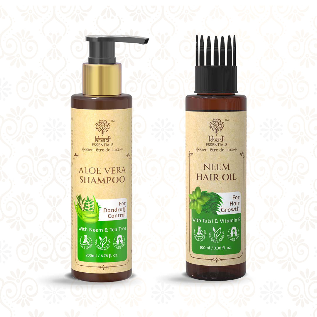 Picture of Khadi Essentials Set of Aloe Vera Shampoo & Neem Hair Oil
, 200ml, 100ml