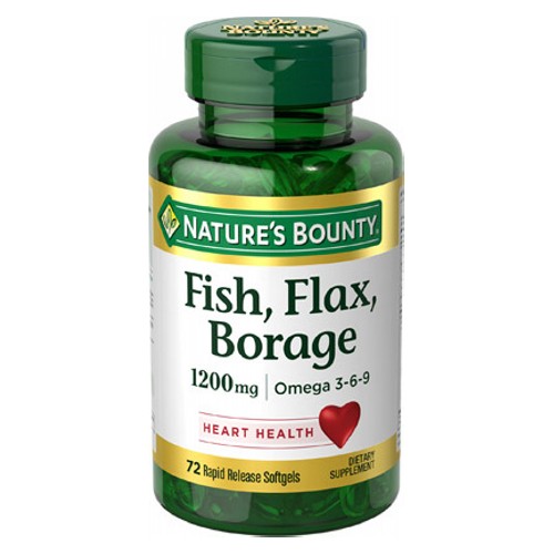 Picture of Nature's Bounty Fish Flax Borage 1200 mg 72 Softgels