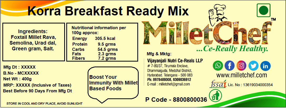 Picture of Foxtail Millet Breakfast Ready Mix 400g
