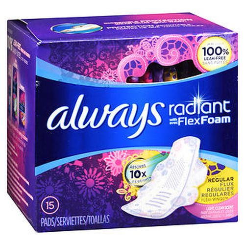 Picture of Always Discreet Always Radiant Pads With Flexi-Wings Regular Flow Light Clean Scent