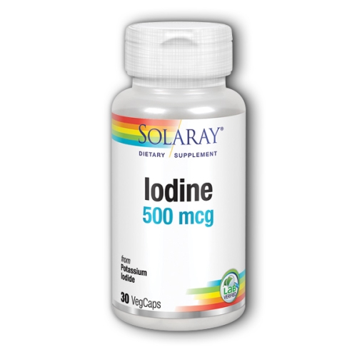 Show details for Solaray Iodine 500 mcg - 30 Veg Caps Picture of Solaray Iodine 500 mcg - 30 Veg Caps