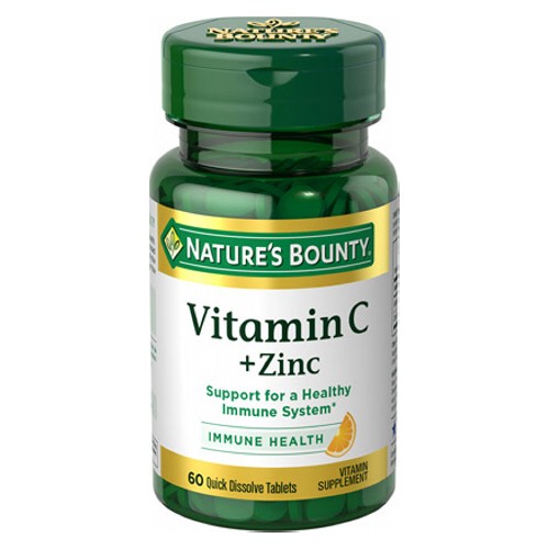 Picture of Nature's Bounty Vitamin C plus Zinc Quick Dissolve 60 Tablets