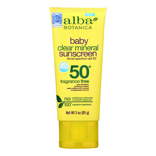Show details for Alba Botanica Baby Clear Mineral Sunscreen SPF 50+ Picture of Alba Botanica Baby Clear Mineral Sunscreen SPF 50+