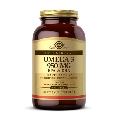 Show details for Solgar Triple Strength Omega-3 950 mg EPA & DHA - 100 Softgels Picture of Solgar Triple Strength Omega-3 950 mg EPA & DHA - 100 Softgels