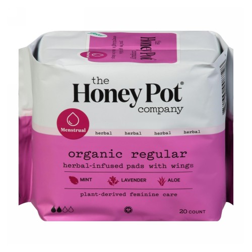 Picture of The Honey Pot Organic Regular Herbal-Infused Pads With Wings