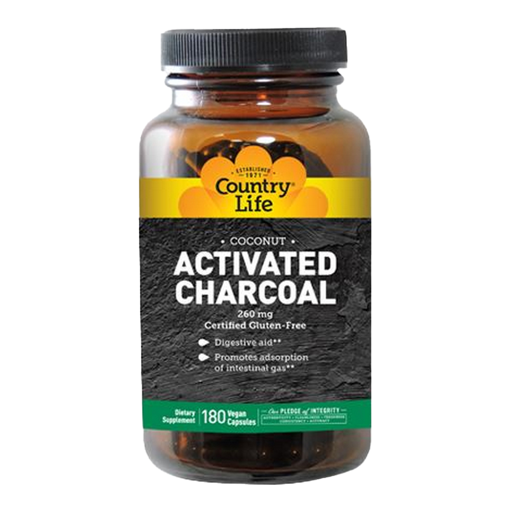Picture of Country Life Activated Charcoal 260 mg - 180 Veg Capsules 