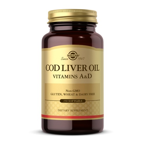 Picture of Solgar Norwegian Cod Liver Oil Softgels (Vitamin A & D Supplement) - 250 Softgels