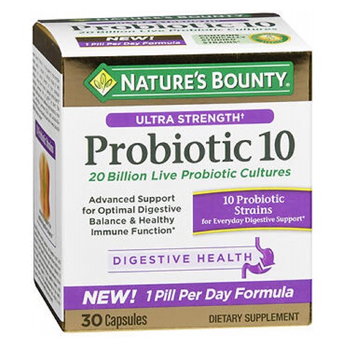 Show details for Nature's Bounty Ultra Strength Probiotic 10 30 Caps Picture of Nature's Bounty Ultra Strength Probiotic 10 30 Caps