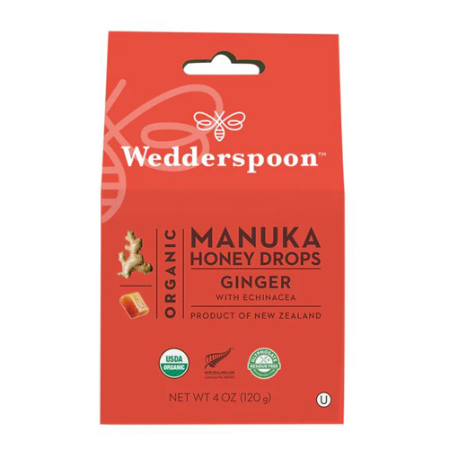 Picture of Wedderspoon Organic Manuka Honey Drops Ginger with Echinacea