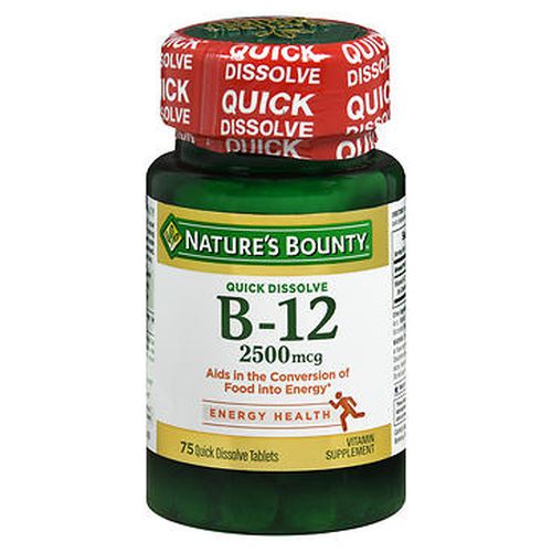 Show details for Nature's Bounty B-12 Quick Dissolve 2500mcg 75 Tablets Picture of Nature's Bounty B-12 Quick Dissolve 2500mcg 75 Tablets