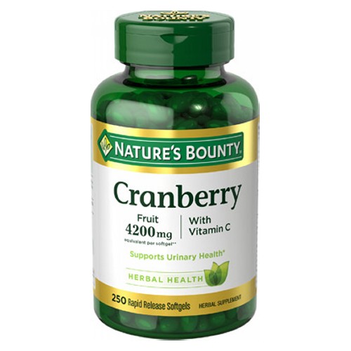 Picture of Nature's Bounty Cranberry 4200 mg With Vitamin C Herbal Supplement 250 Softgels