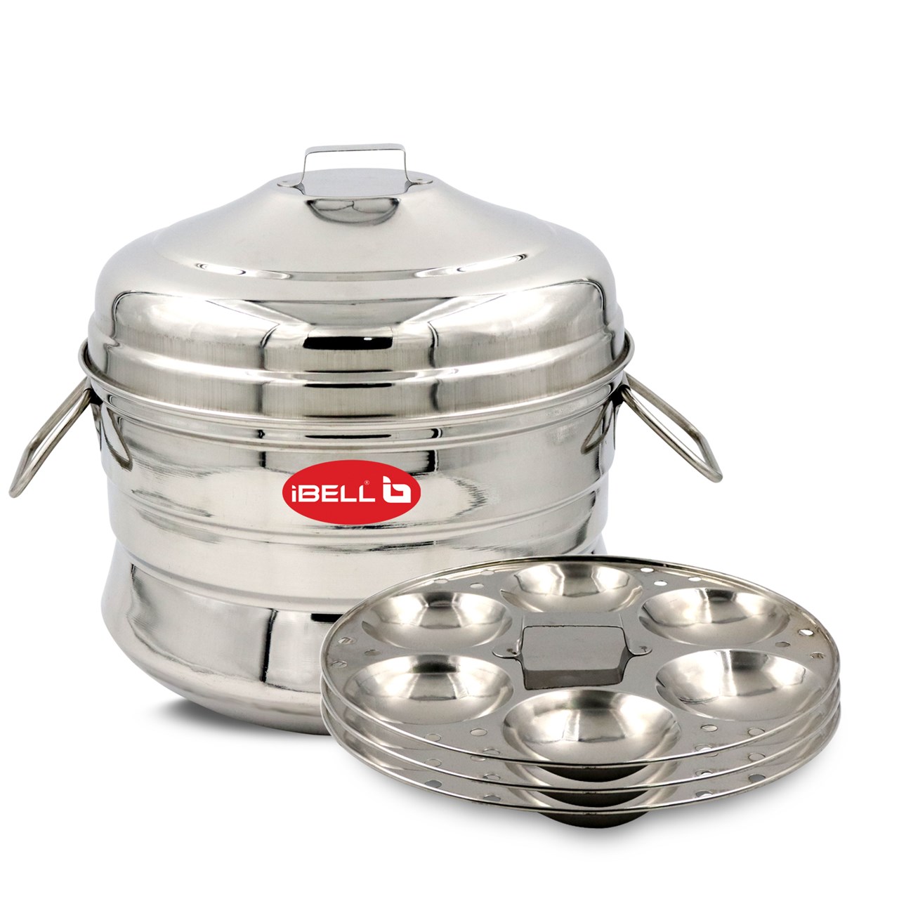 Picture of iBELL IP18P3 High Food Grade Idly Pot Stainless Steel, Idli Pot 3 Idli Plates (18 Idlyes)