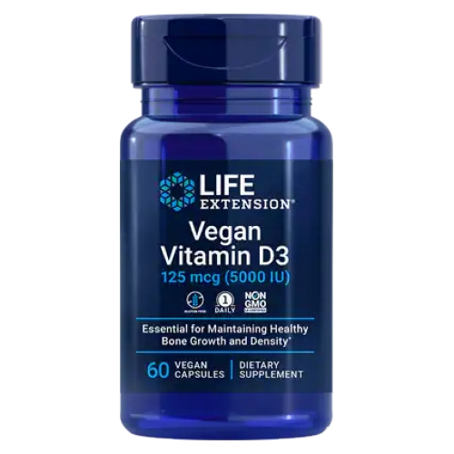 Show details for Life Extension Vegan Vitamin D3 125 mcg (5000 IU) 60 Veg Capsules Picture of Life Extension Vegan Vitamin D3 125 mcg (5000 IU) 60 Veg Capsules