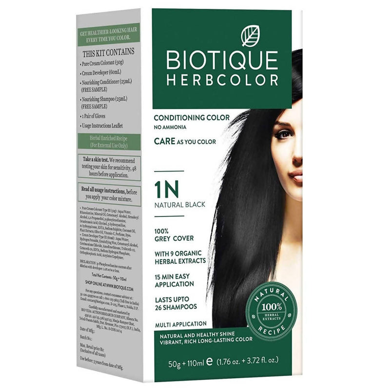 Picture of Biotique Bio Herbcolor 1N Natural Black Conditioning Color - 50g+110 ml -  Combo