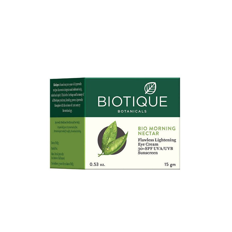 Show details for Biotique Bio Morning Nectar Flawless Lightening Eye Cream - 15 gm Picture of Biotique Bio Morning Nectar Flawless Lightening Eye Cream - 15 gm