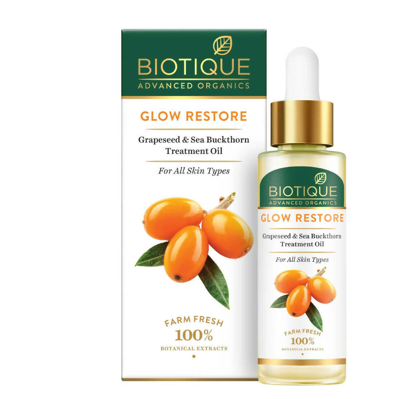 Show details for Biotique Glow Restore Grapeseed & Sea Buckthorn Treatment Oil - 30 ml Picture of Biotique Glow Restore Grapeseed & Sea Buckthorn Treatment Oil - 30 ml