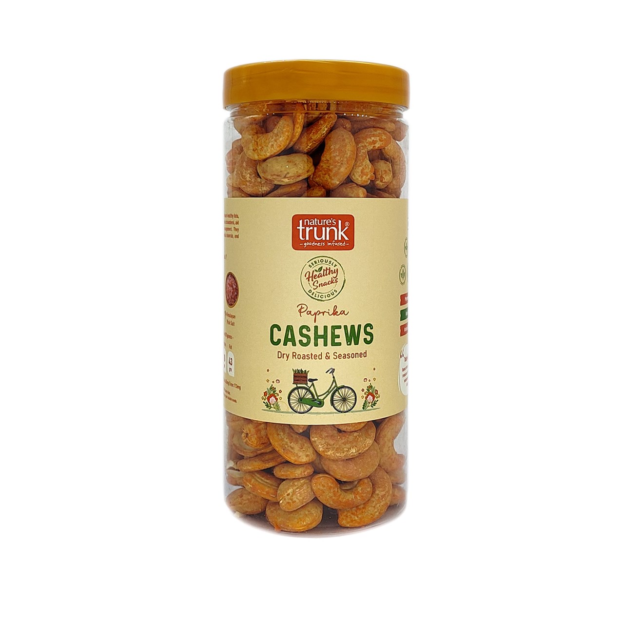 Picture of Nature's Trunk Premium Nutty Delight Paprika Cashew Nuts 500g,Pet Bottle | Nutritious & Delicious Paprika Flavour Jumbo Kaju(Jeedipappu) | Gluten & Fat Free | Heart-Healthy Snack