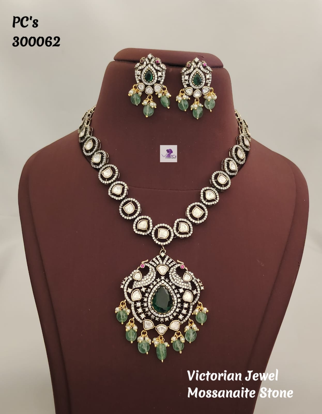 Show details for Victorian Necklace with Moissanite Gemstones Picture of Victorian Necklace with Moissanite Gemstones