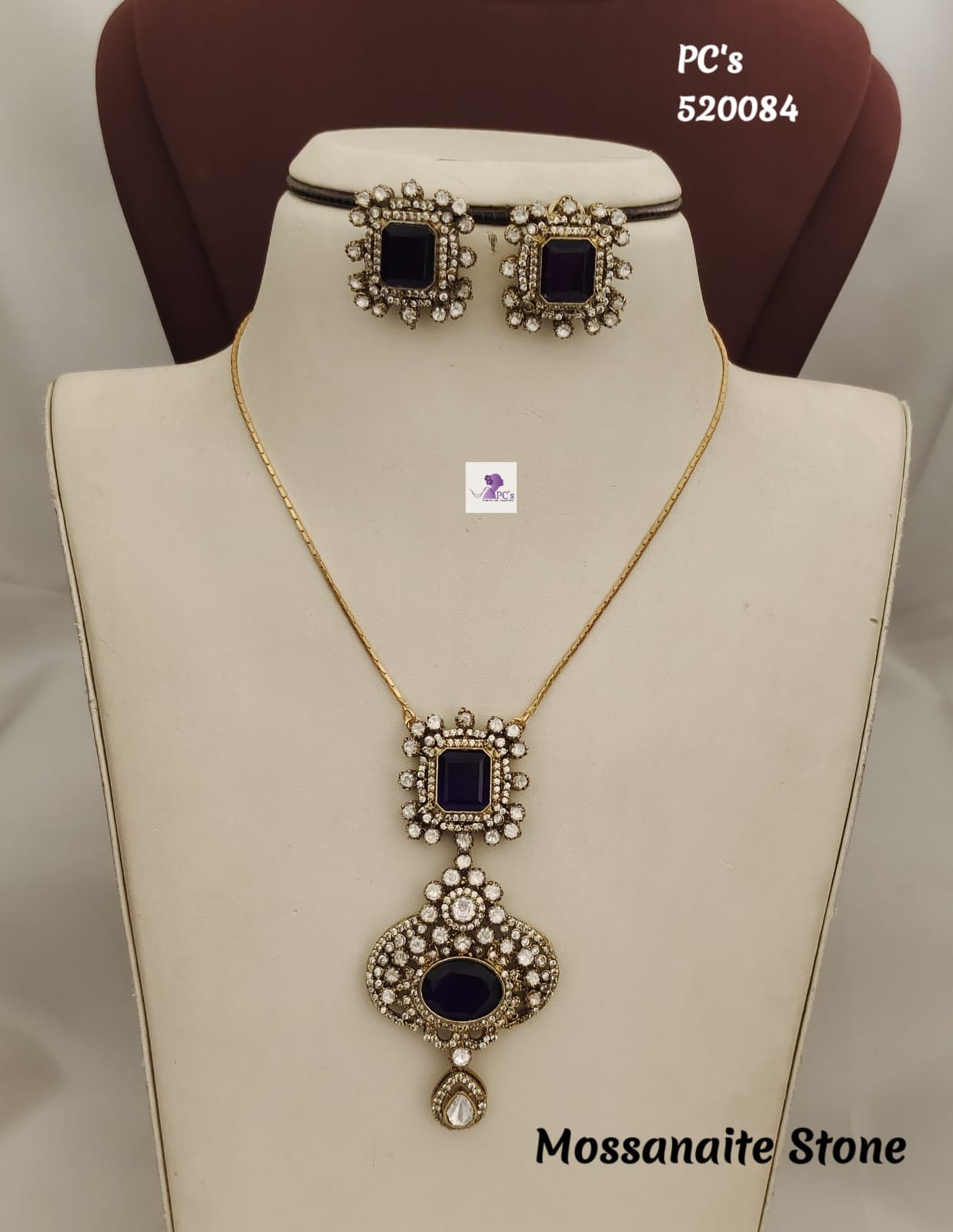 Show details for Moissanite necklace with earrings Picture of Moissanite necklace with earrings
